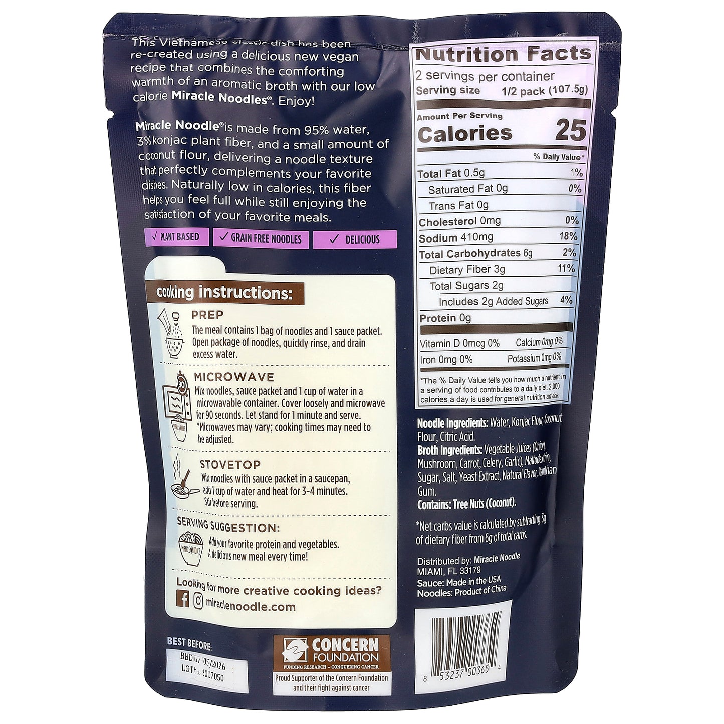 Miracle Noodle, Vegan Pho Meal Kit, Plant-Based Noodles + Sauce , 7.6 oz (215 g)