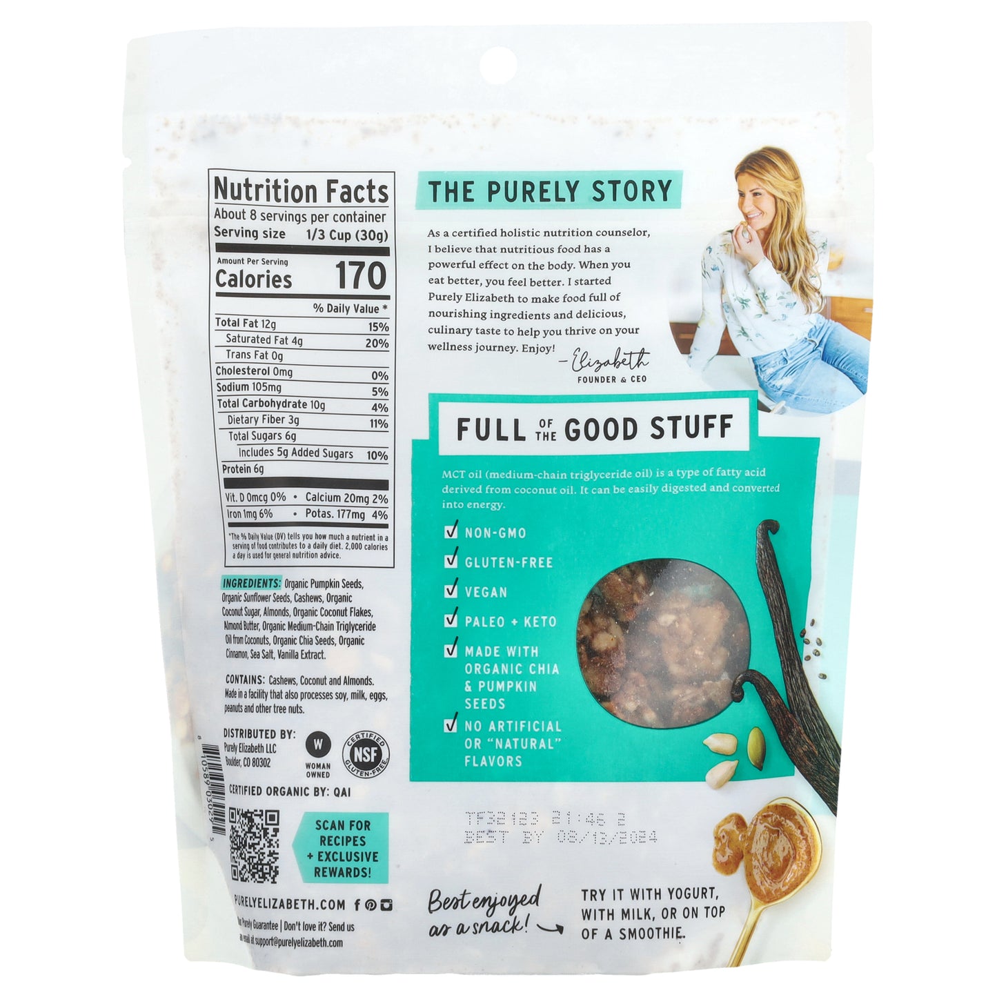 Purely Elizabeth, Keto Granola Clusters, Grain-Free, Vanilla Almond Butter, 8 oz (227 g)