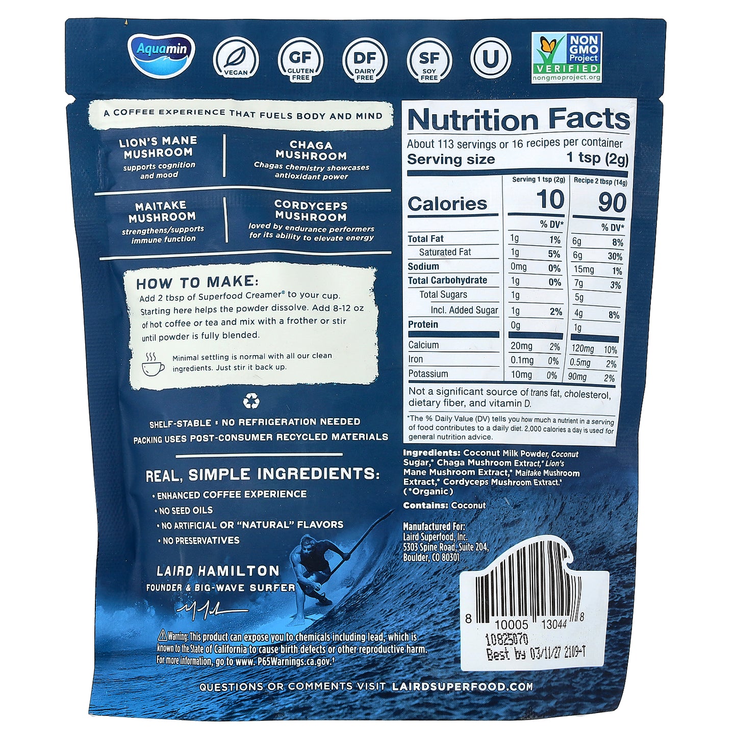 Laird Superfood, Superfood Creamer® + Functional Mushrooms, Sweet & Creamy, 8 oz (227 g)