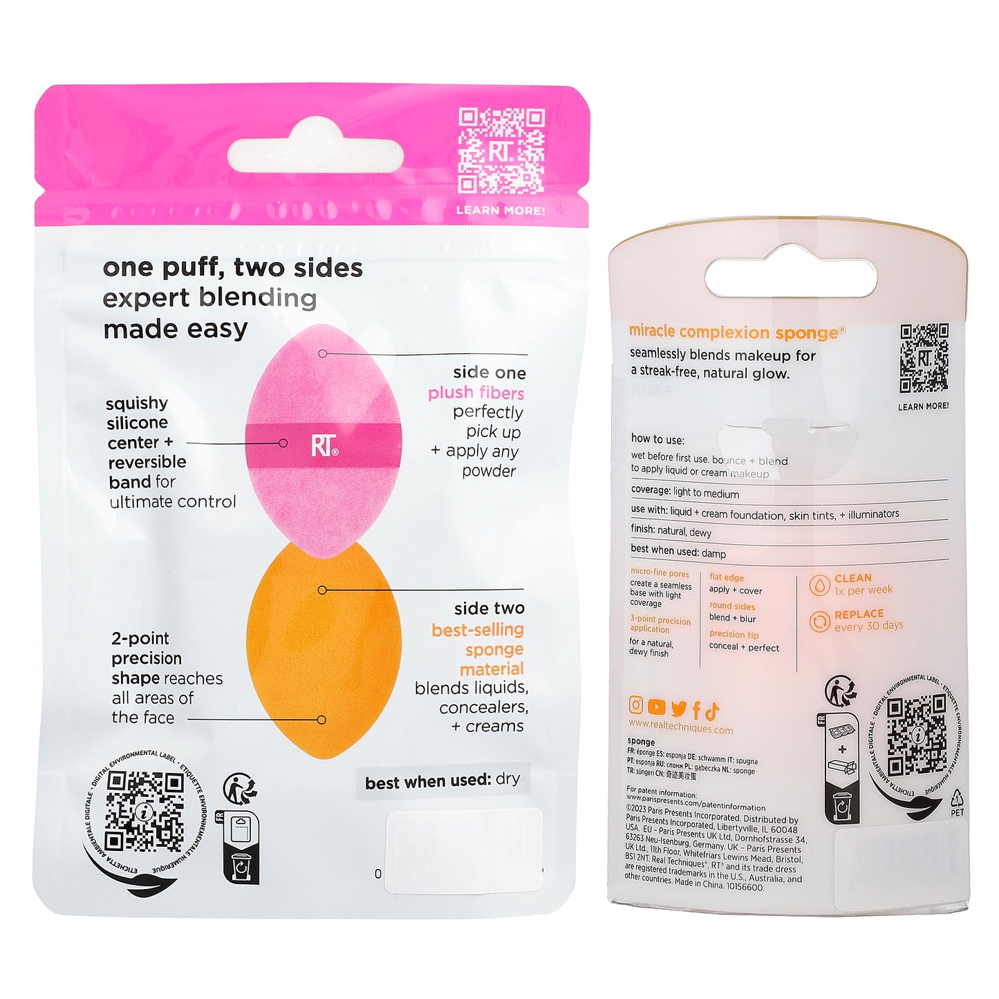 Real Techniques, Miracle 2-in-1 Powder Puff & Miracle Complexion Sponge®, 2 Piece Set