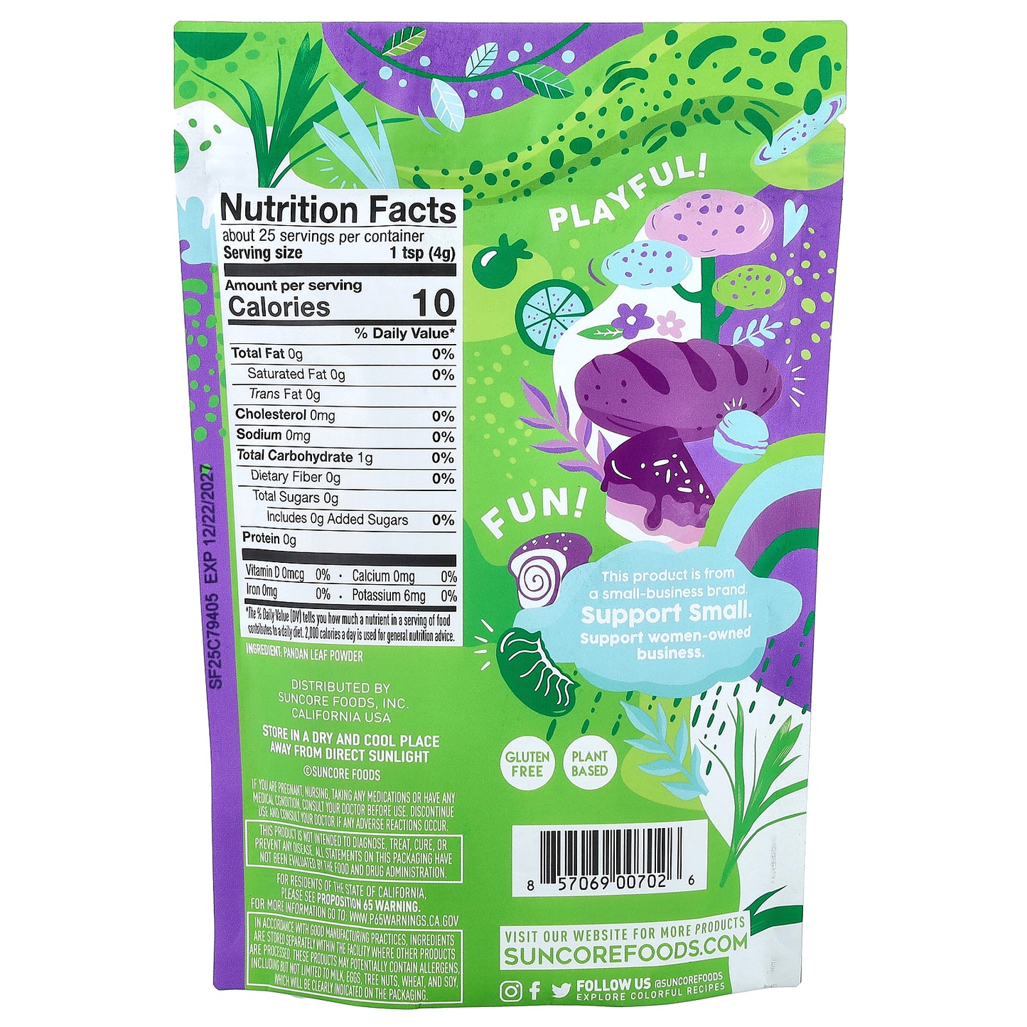 Suncore Foods, Emerald Pandan Leaf Powder, 3.5 oz (99 g)