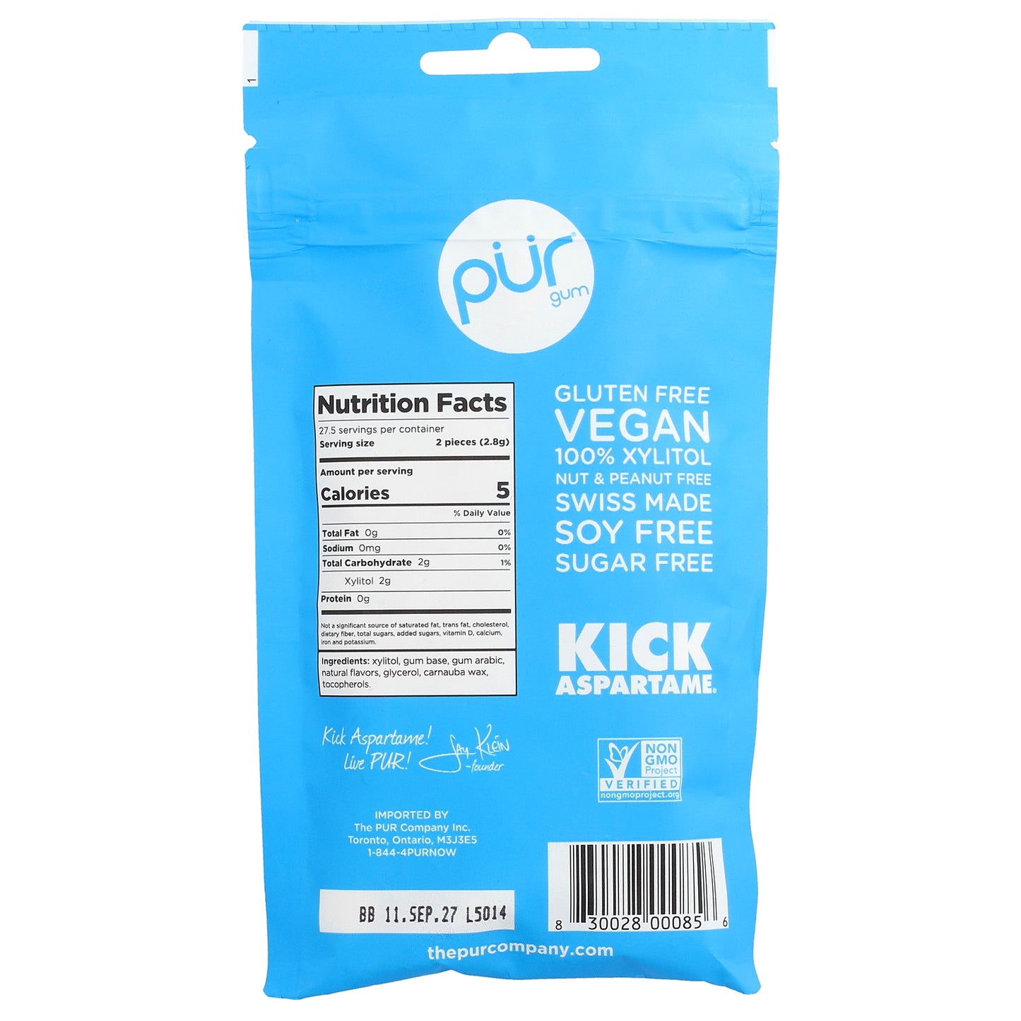 The PUR Company, Chewing Gum, Peppermint, 55 Pieces, 2.72 oz (77 g)