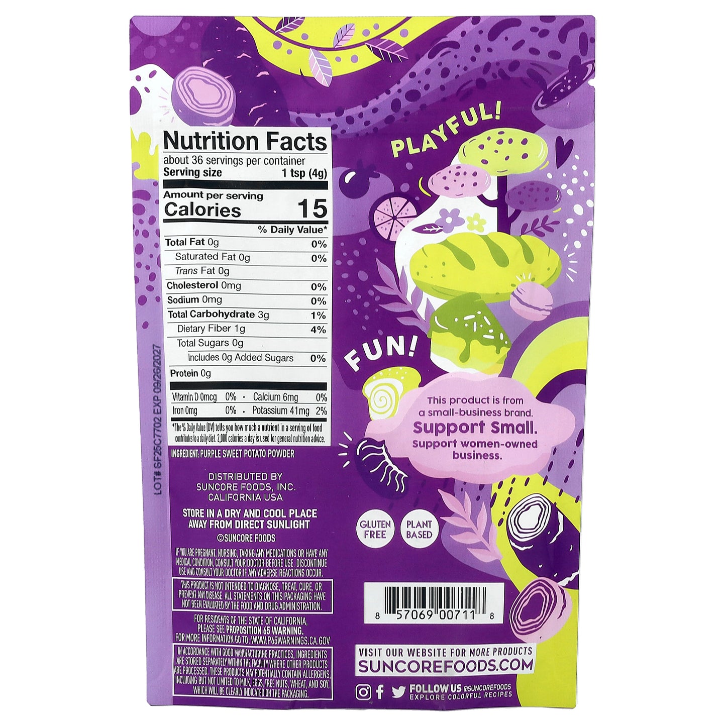 Suncore Foods, Purple Sweet Potato Powder, 5 oz (142 g)