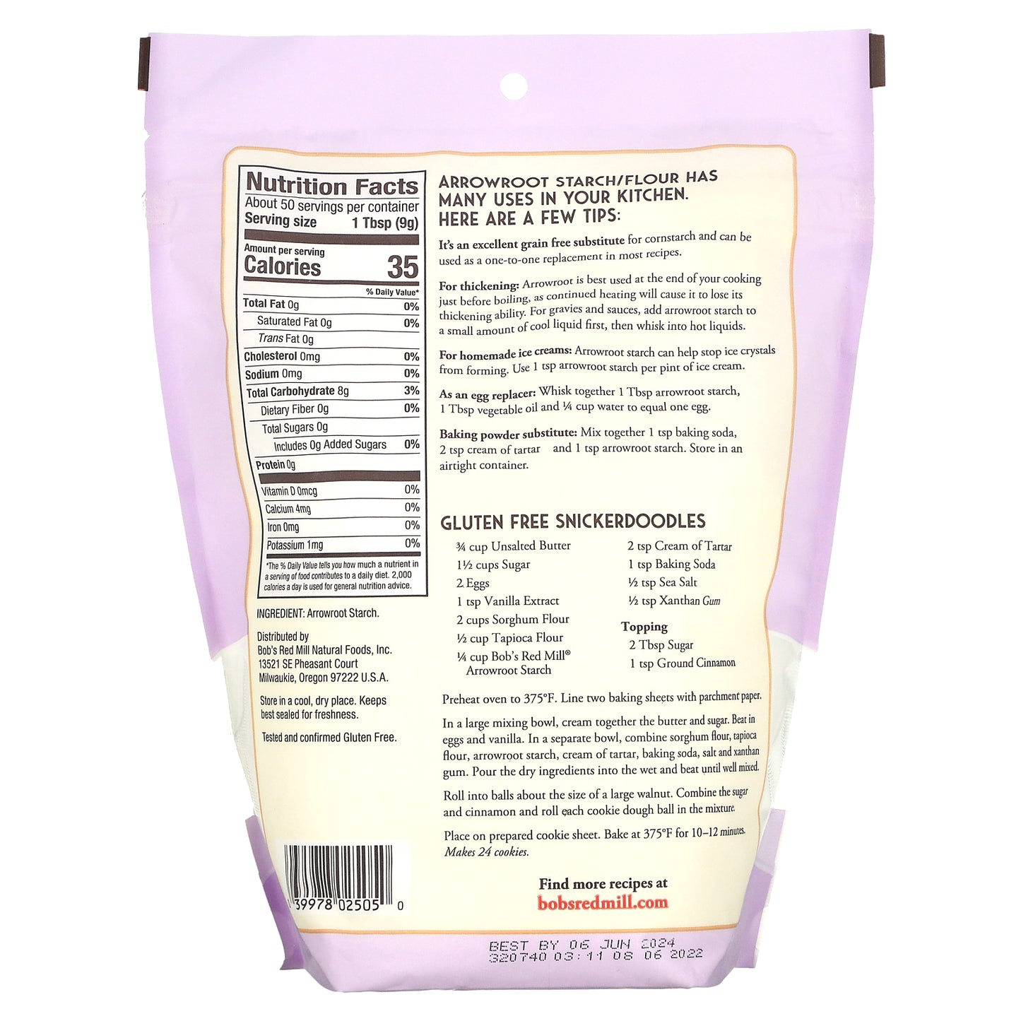 Bob's Red Mill, Arrowroot Starch/Flour, Gluten Free, 16 oz (454 g)