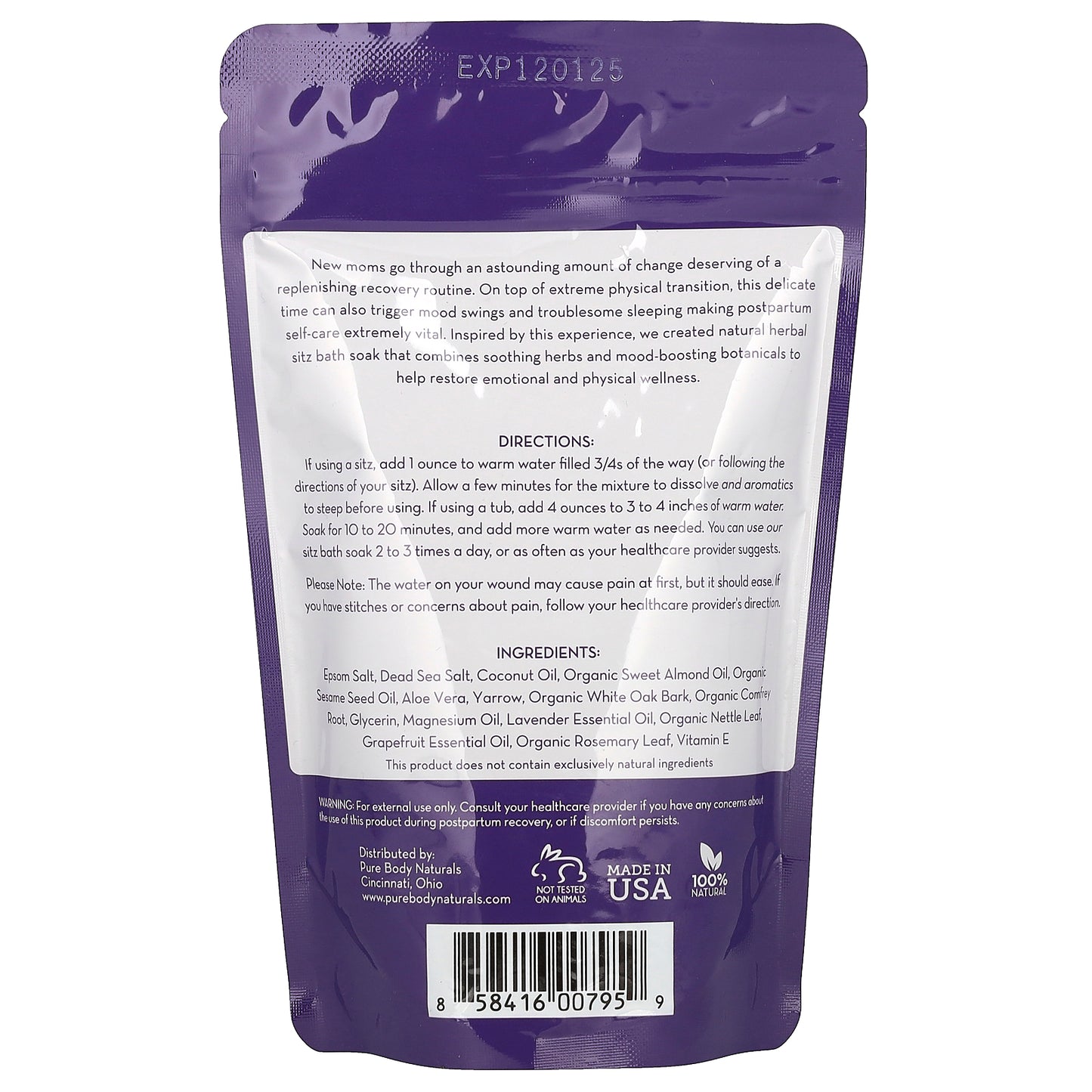 Pure Body Naturals, Recovery Ritual Sitz Bath Salt, 10 oz (283 g)