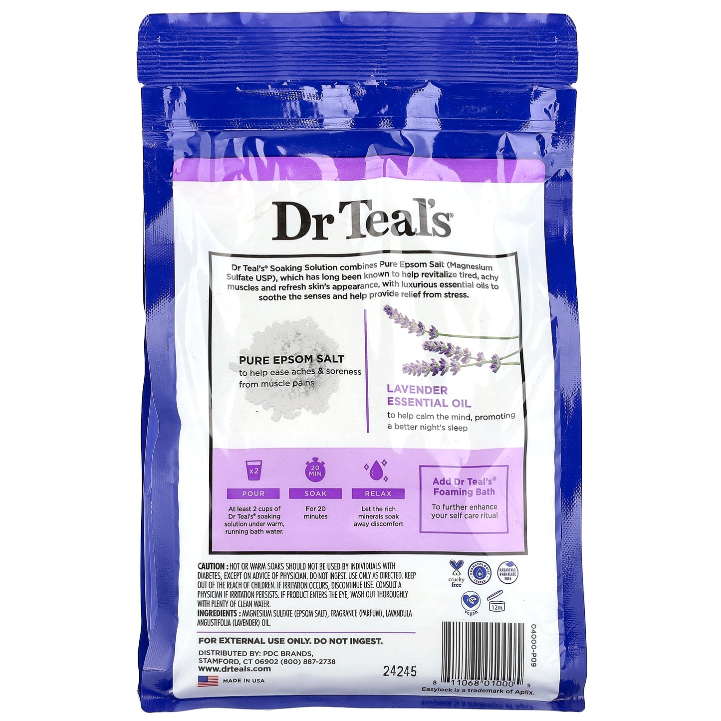 Dr. Teal's, Pure Epsom Salt Soaking Solution, Lavender, 3 lbs (1.36 kg)