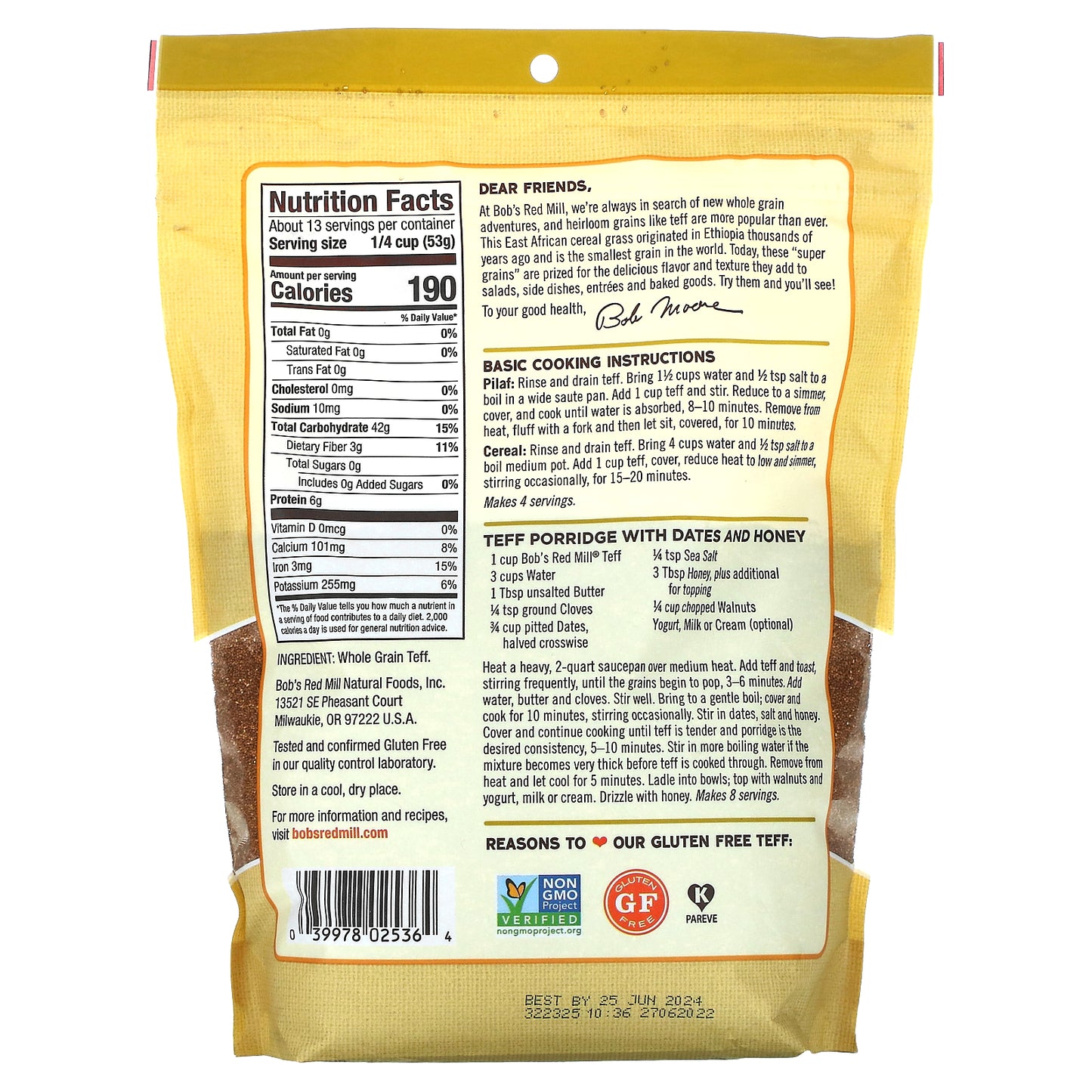 Bob's Red Mill, Teff, Whole Grain, 24 oz (680 g)
