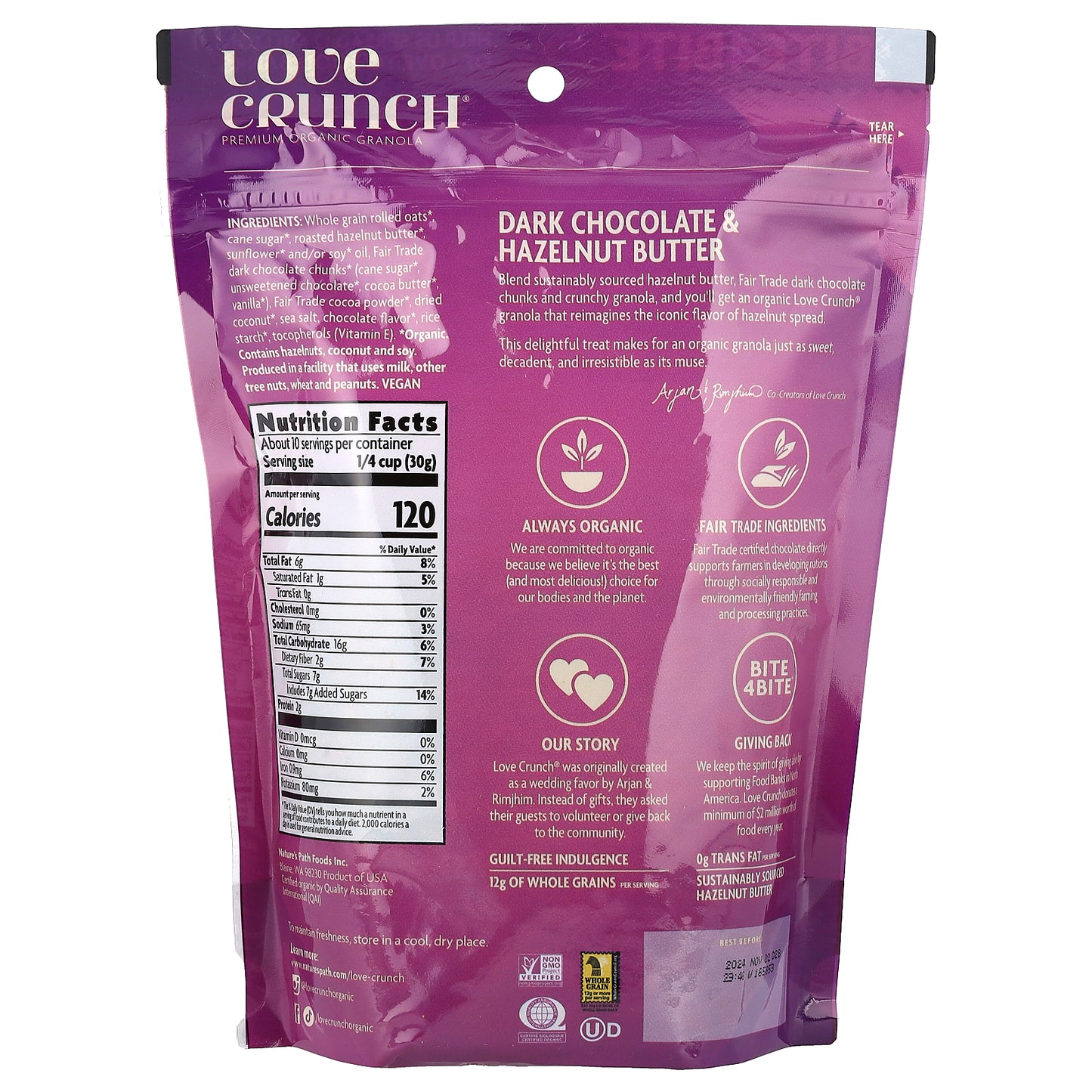 Nature's Path, Love Crunch®, Premium Organic Granola, Dark Chocolate & Hazelnut Butter, 10.6 oz (300 g)