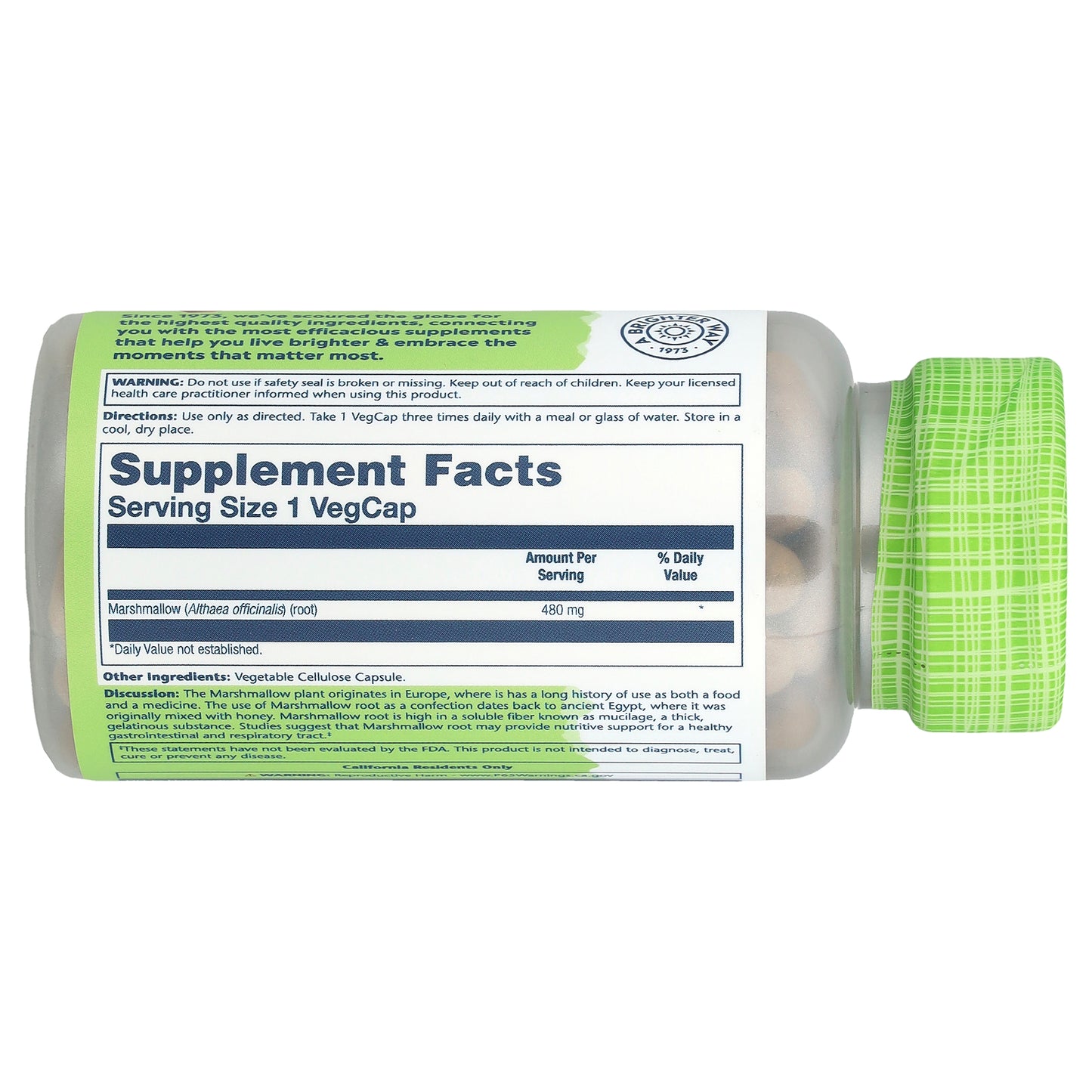 Solaray, True Herbs, Marshmallow, 480 mg, 100 VegCaps