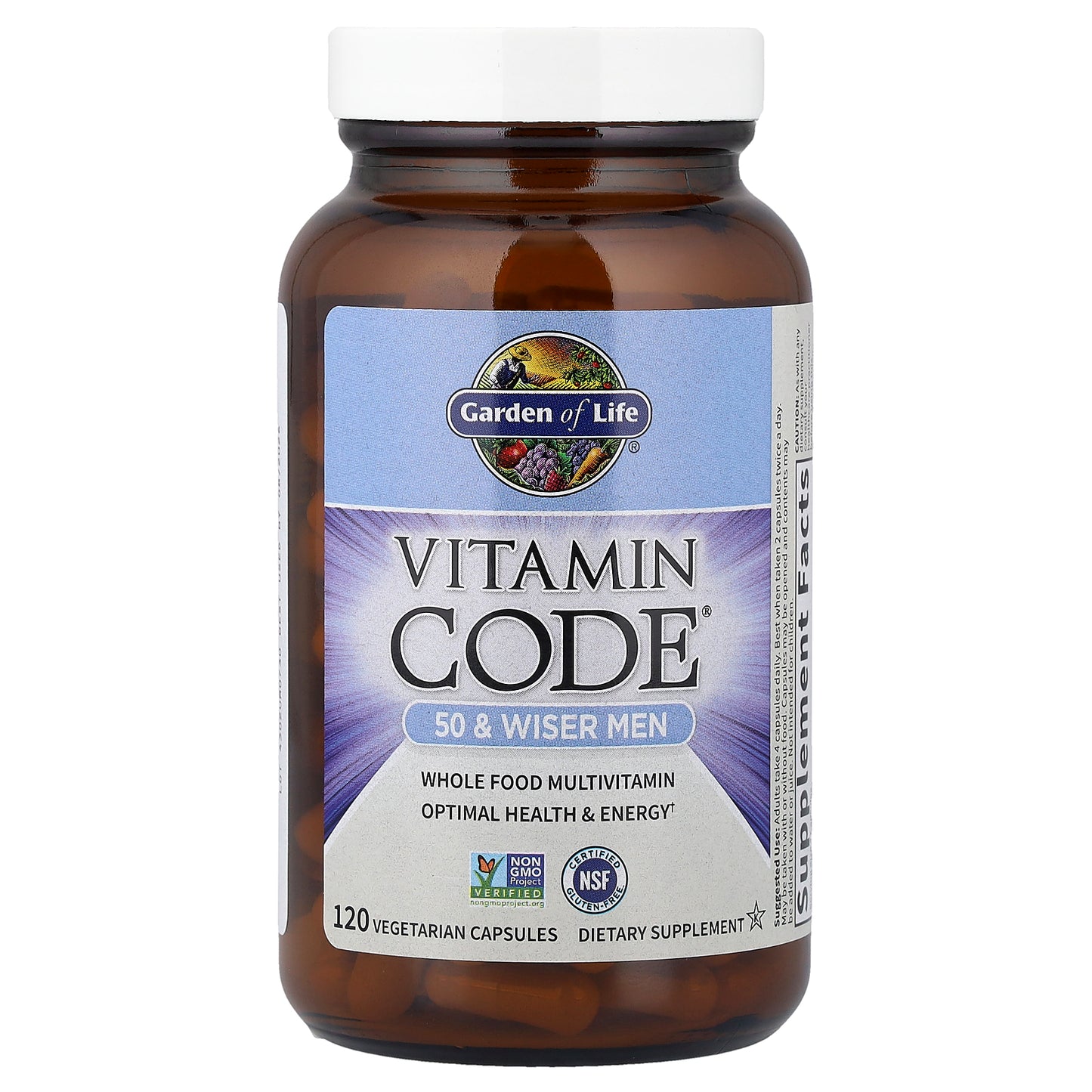 Garden of Life, Vitamin Code®, 50 & Wiser Men, Whole Food Multivitamin, 120 Vegetarian Capsules