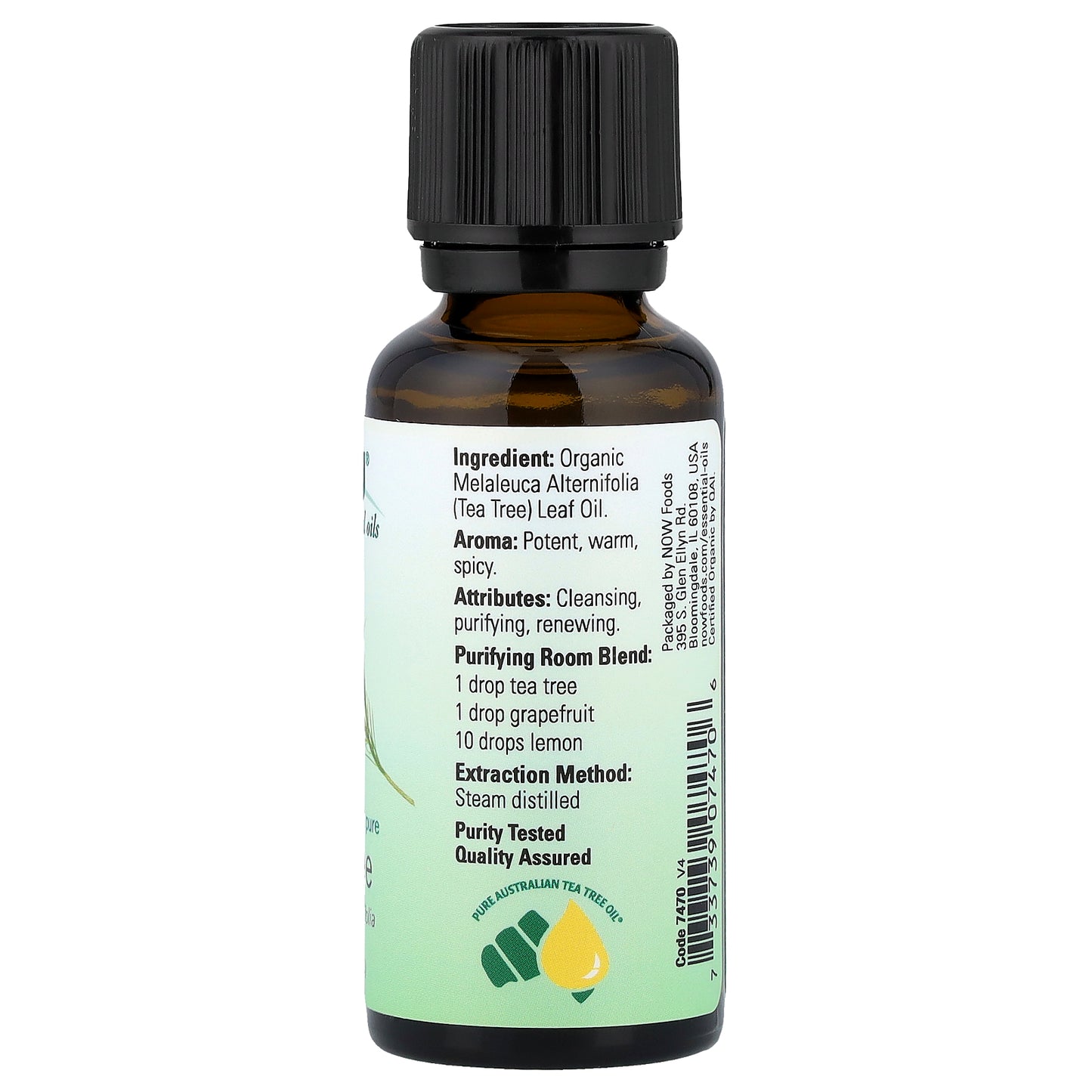 NOW Foods, Organic Essential Oils, Tea Tree, 1 fl oz (30 ml)