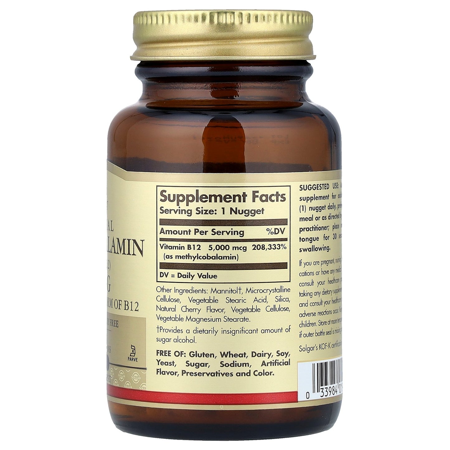 Solgar, Sublingual Methylcobalamin (Vitamin B12), 5,000 mcg, 60 Nuggets