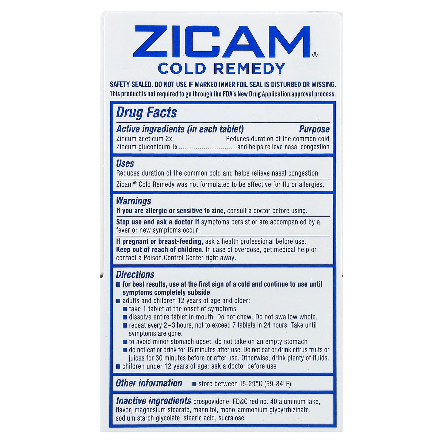 Zicam, Cold Remedy, RapidMelts®, Cherry, 25 Quick Dissolve Tablets