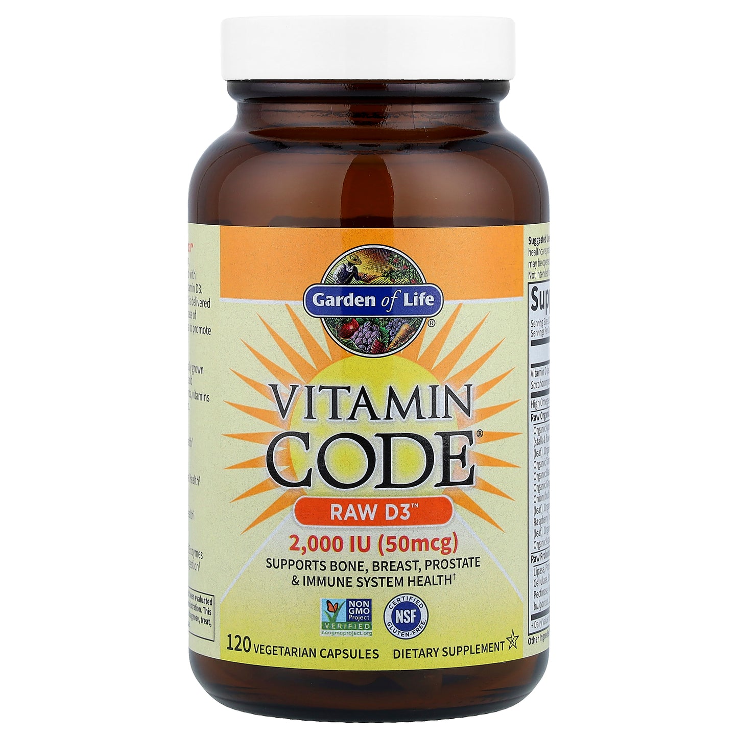 Garden of Life, Vitamin Code®, RAW D3™, 120 Vegetarian Capsules