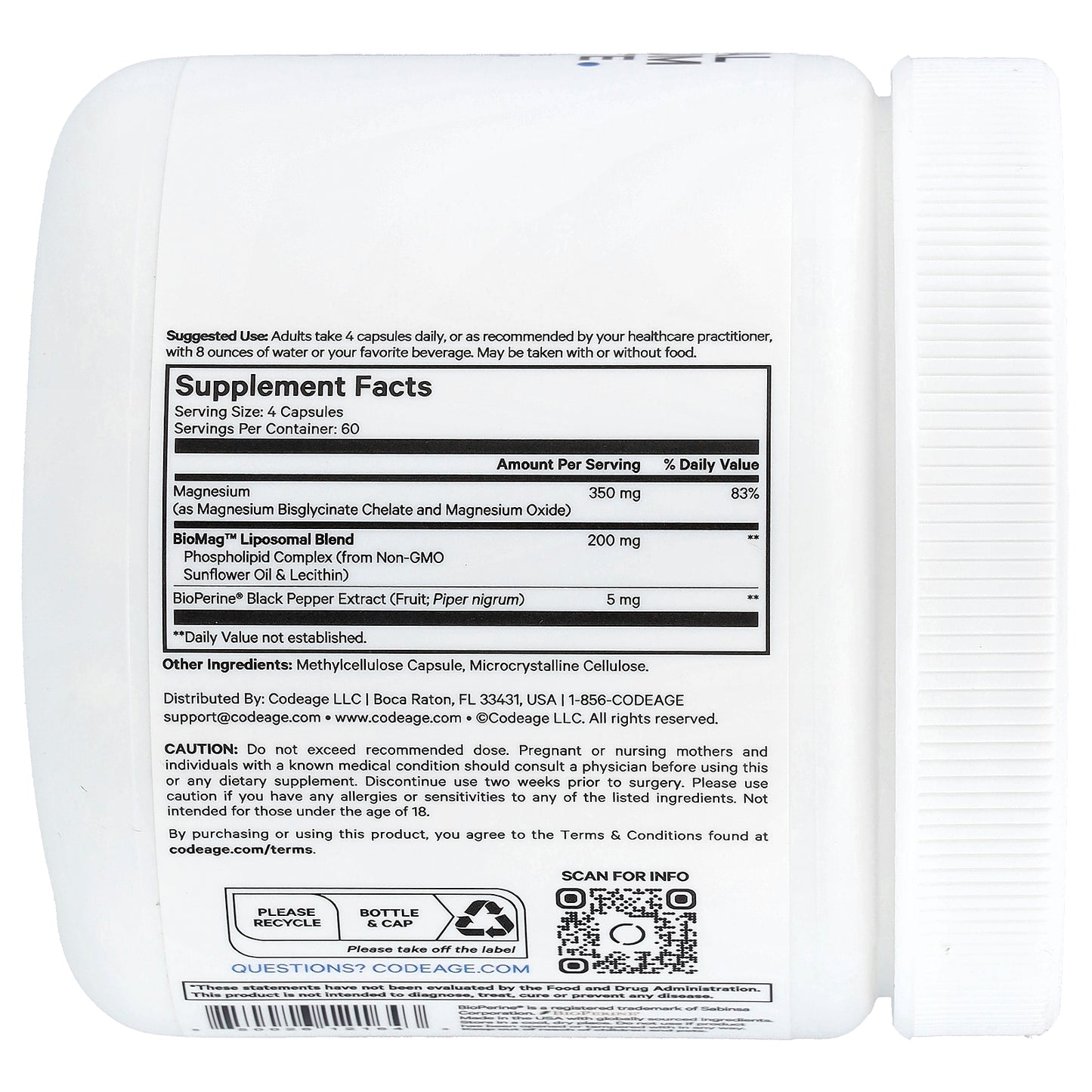 Codeage, Liposomal Magnesium Glycinate, 240 Vegetable Capsules