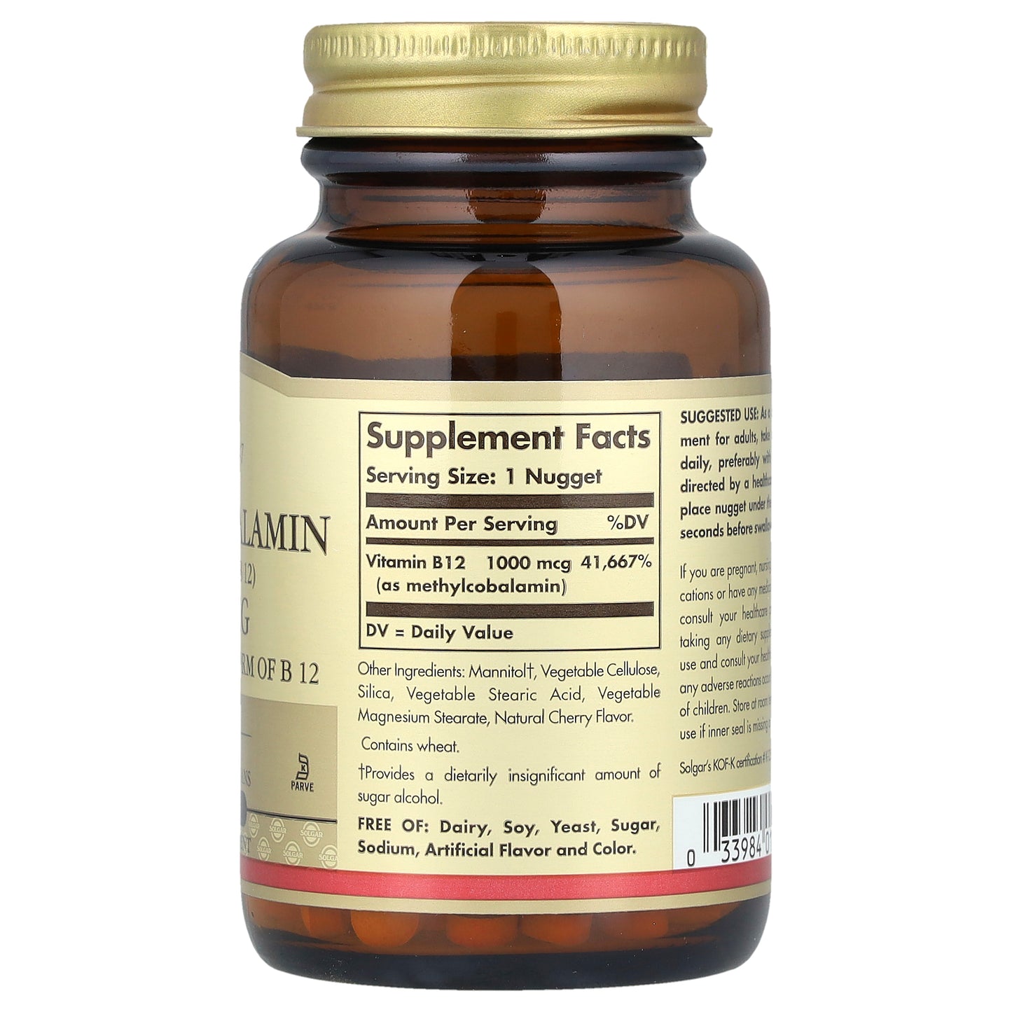 Solgar, Methylcobalamin (Vitamin B12), 1,000 mcg, 60 Nuggets