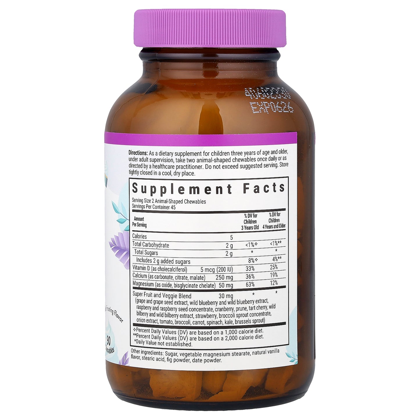 Bluebonnet Nutrition, Kids, Rainforest Animalz®, Calcium Magnesium & Vitamin D3, Vanilla Frosting, 90 Chewables