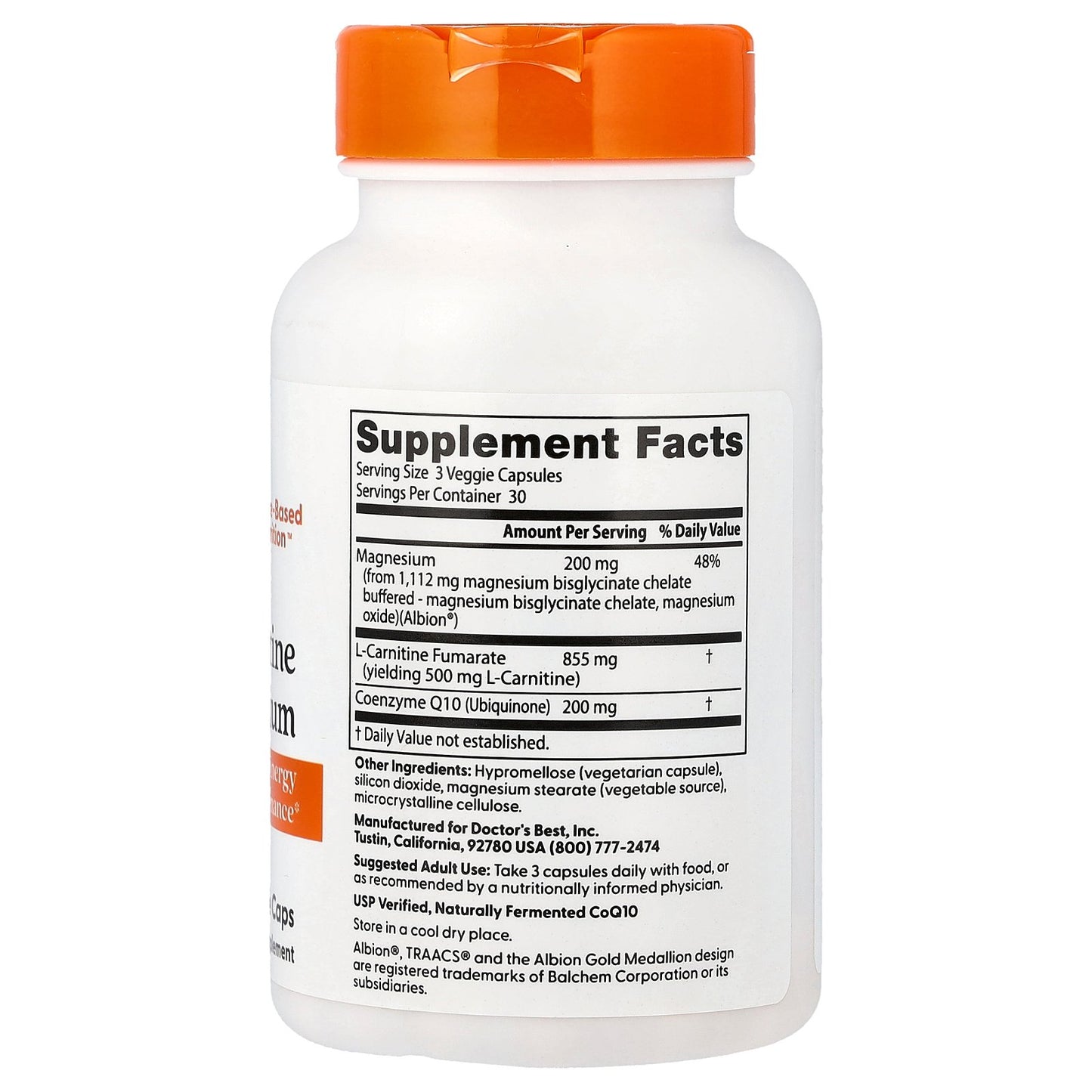 Doctor's Best, CoQ10 L-Carnitine Magnesium, 90 Veggie Caps