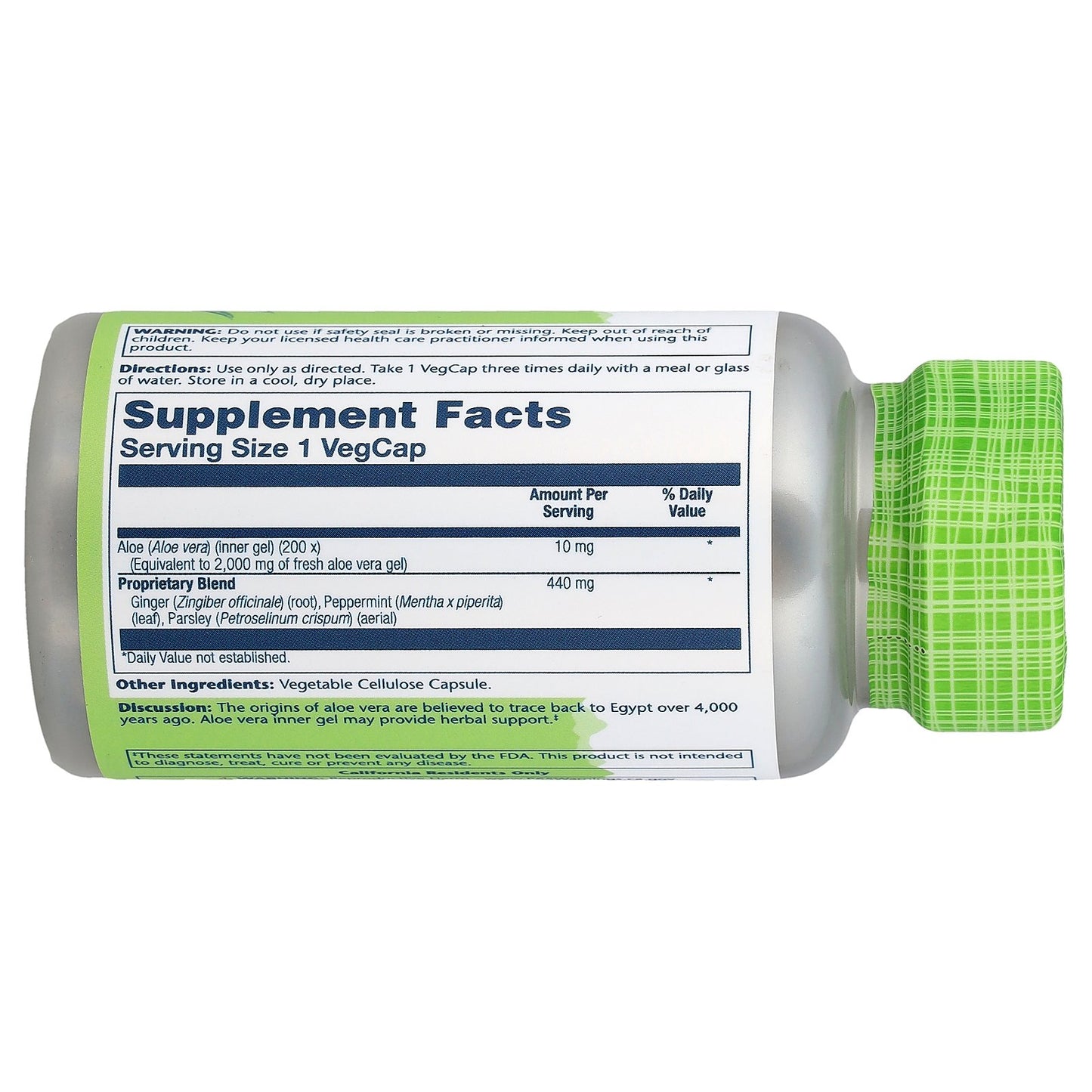 Solaray, True Herbs, Aloe Vera Gel, 100 VegCaps