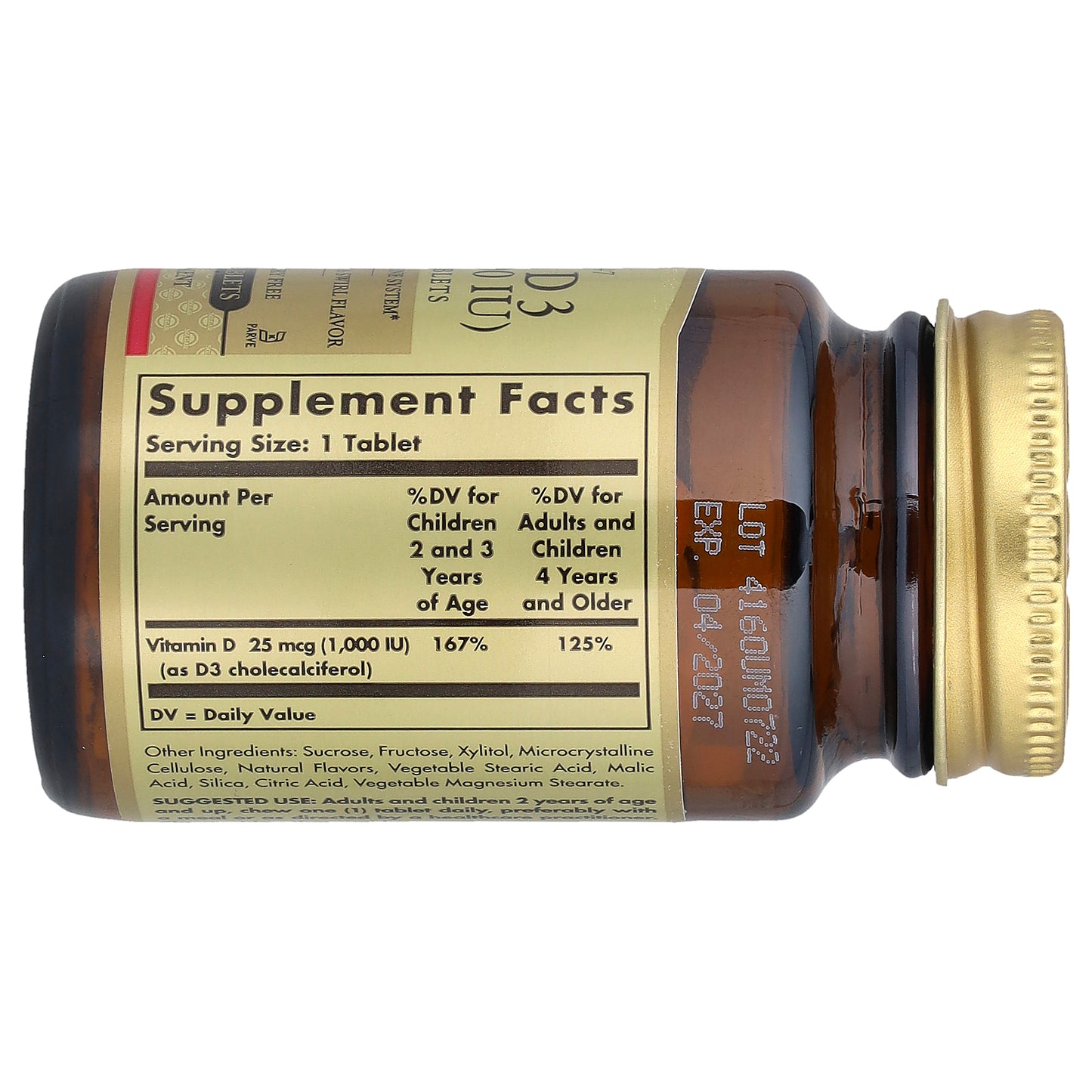 Solgar, Vitamin D3, Natural Strawberry Banana Swirl, 25 mcg (1,000 IU), 100 Chewable Tablets