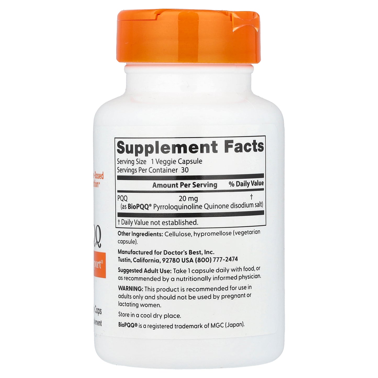 Doctor's Best, PQQ , 20 mg, 30 Veggie Caps