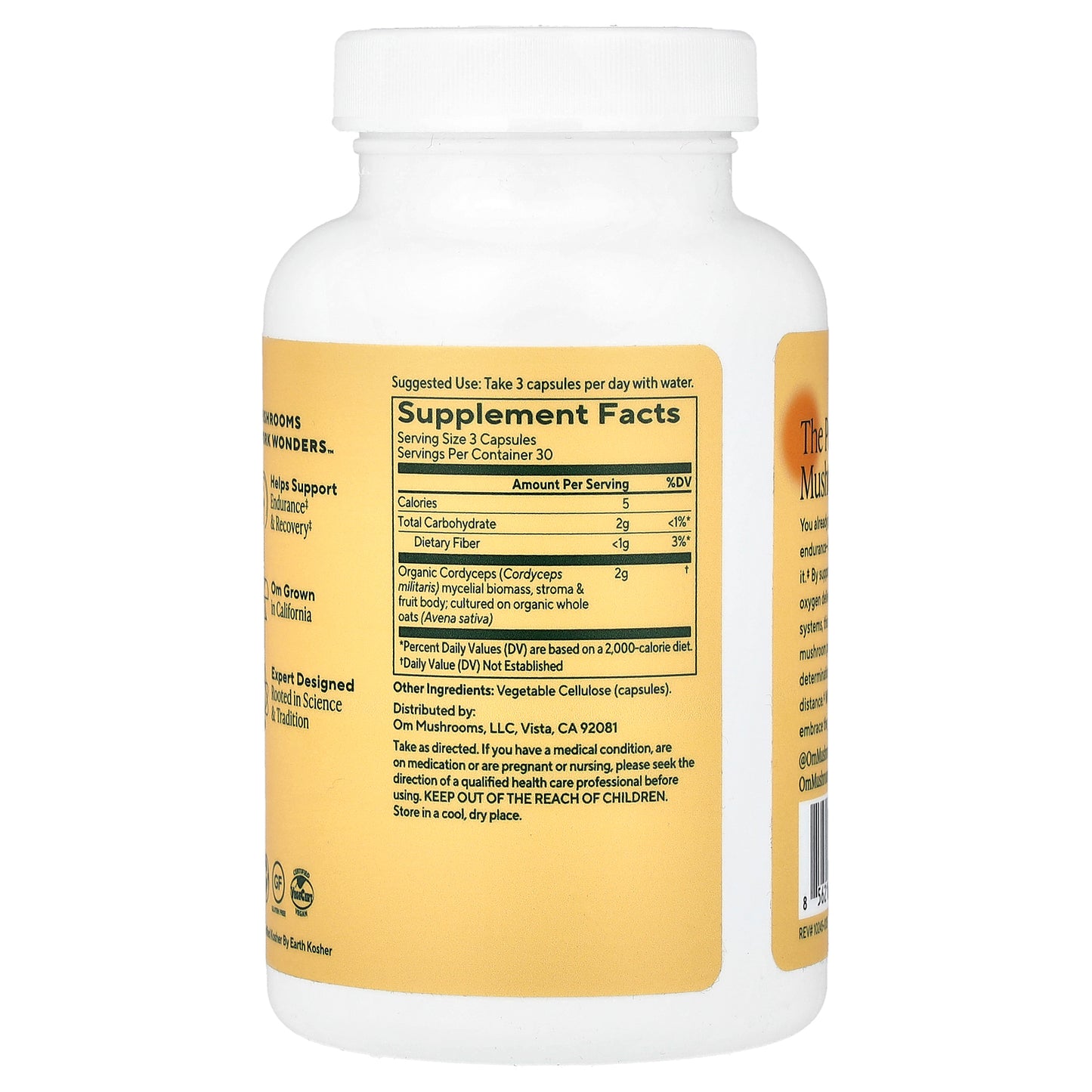 Om Mushrooms, Cordyceps, 90 Vegetable Capsules (0.66 g per Capsule)