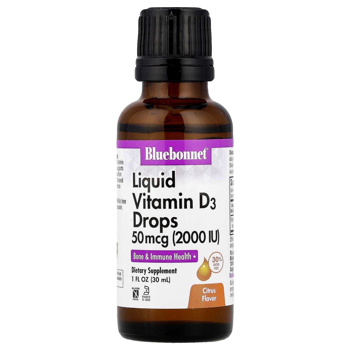 Bluebonnet Nutrition, Liquid Vitamin D3 Drops, Citrus, 50 mcg (2,000 IU), 1 fl oz (30 ml)