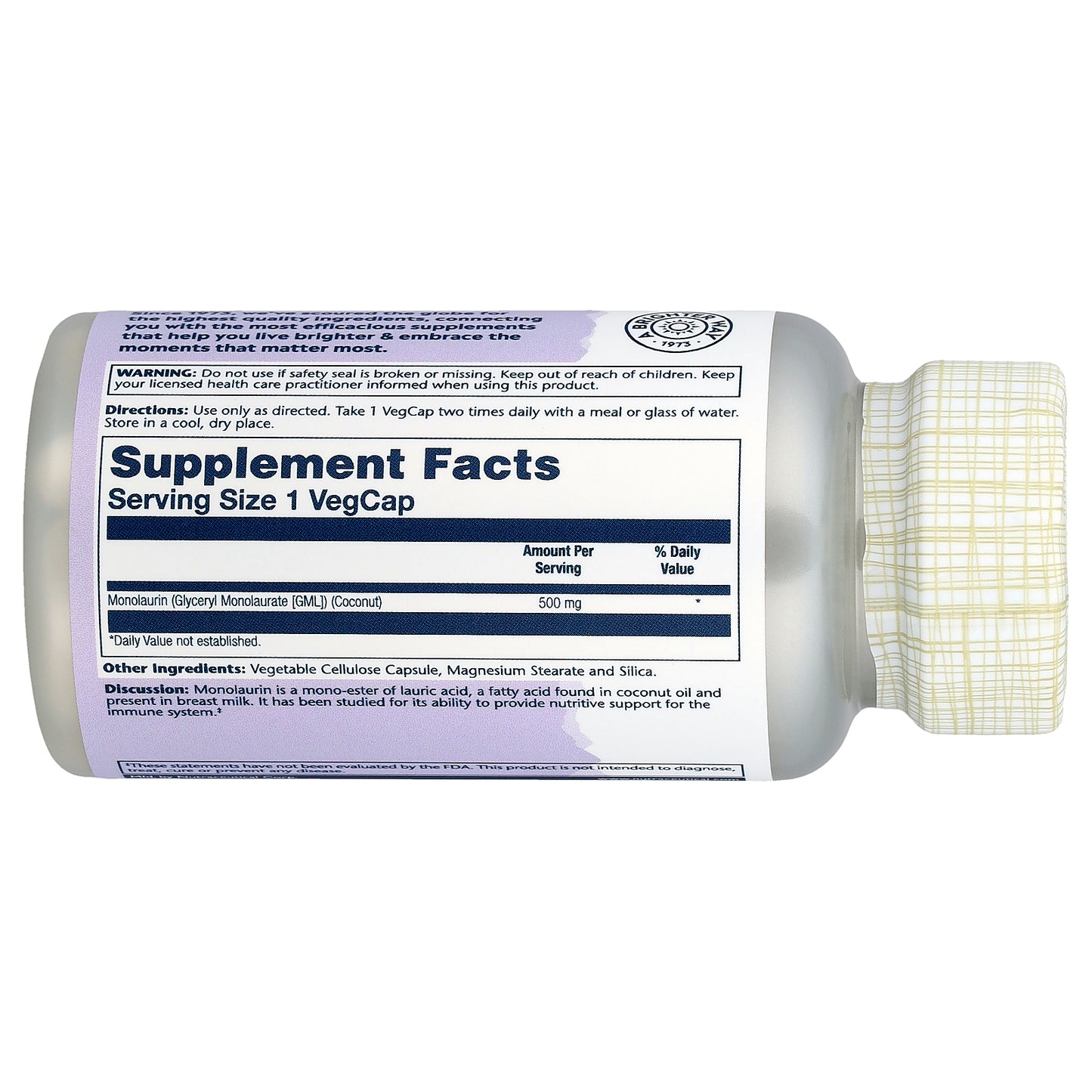 Solaray, Monolaurin, 500 mg, 60 VegCaps
