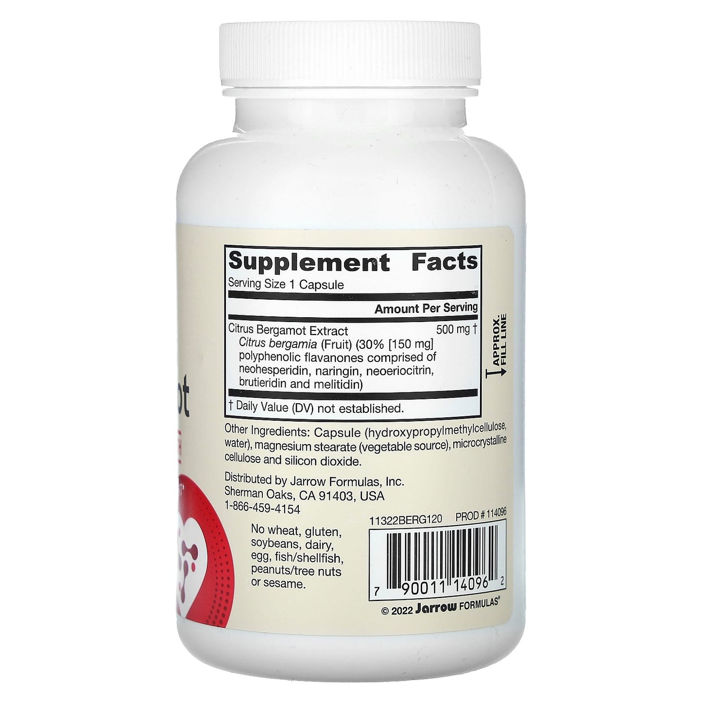 Jarrow Formulas, Vegan Citrus Bergamot, 120 Veggie Capsules (500 mg per Capsule)