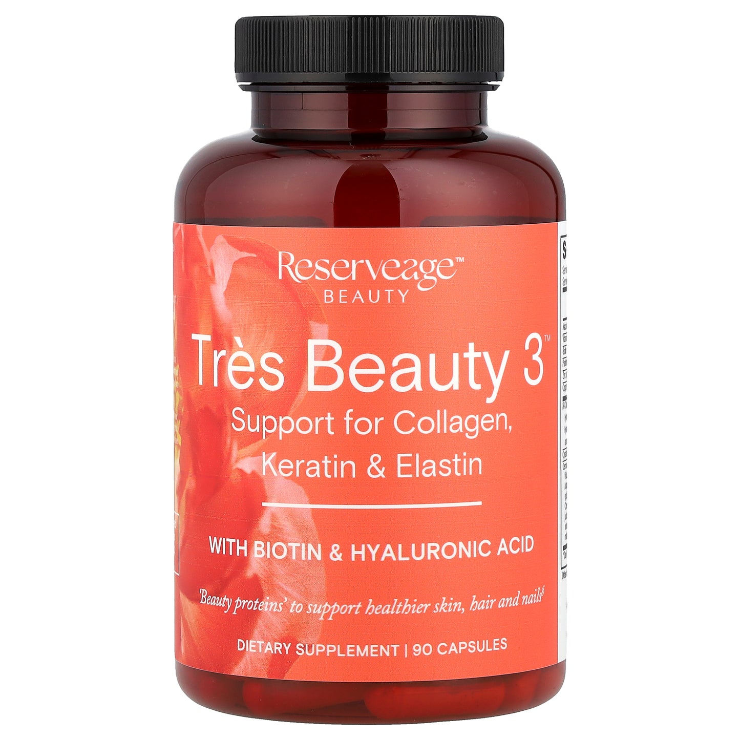 Reserveage Beauty, Tres Beauty 3™ with Biotin & Hyaluronic Acid, 90 Capsules