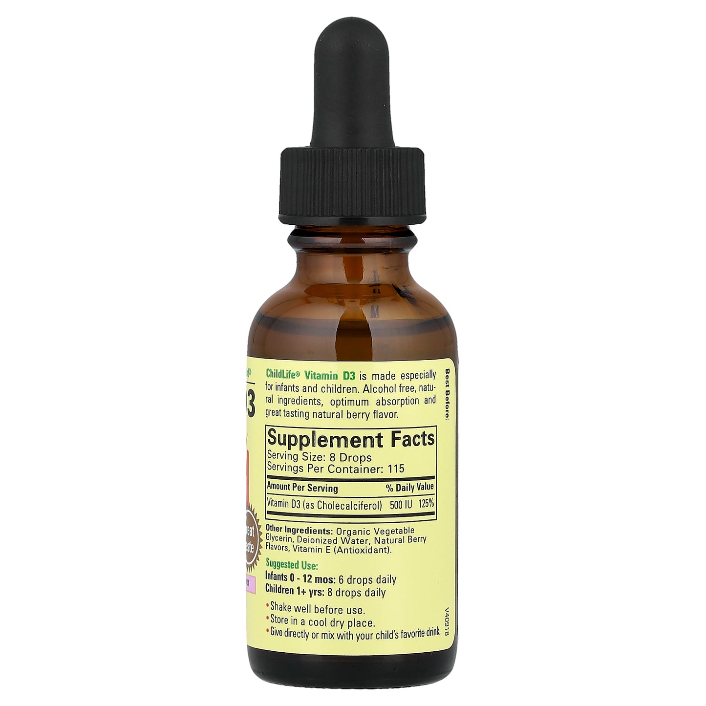 ChildLife Essentials, Vitamin D3, Natural Berry, 12.5 mcg (500 IU), 1 fl oz (30 ml)