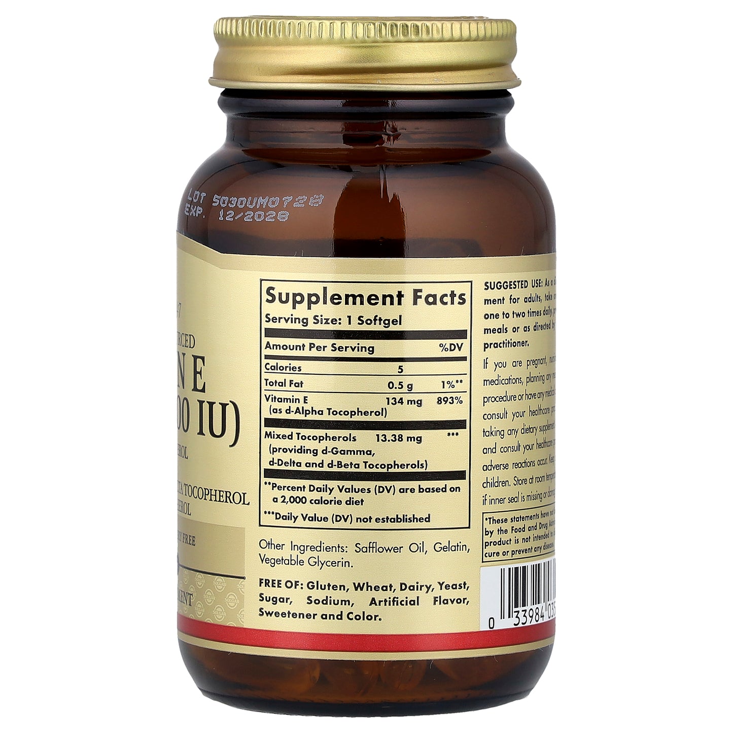 Solgar, Vitamin E, Naturally Sourced, 100 Softgels