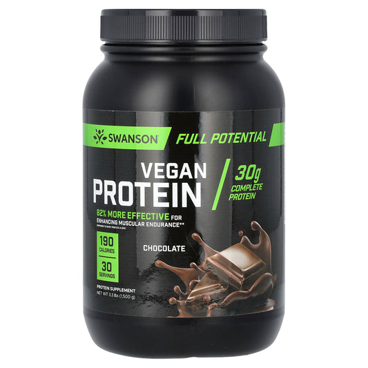 Swanson, Vegan Protein, Chocolate, 3.3 lbs (1,500 g)