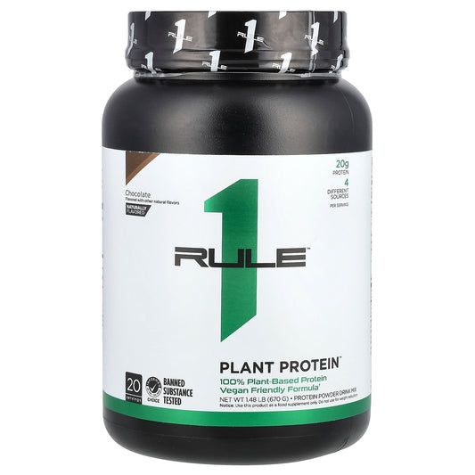 Rule One Proteins, Plant Protein Powder Drink Mix, Chocolate, 1.48 lb (670 g)