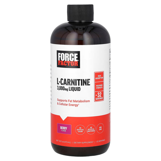 Force Factor, L-Carnitine Liquid, Berry, 3,000 mg , 16 fl oz (473 ml)