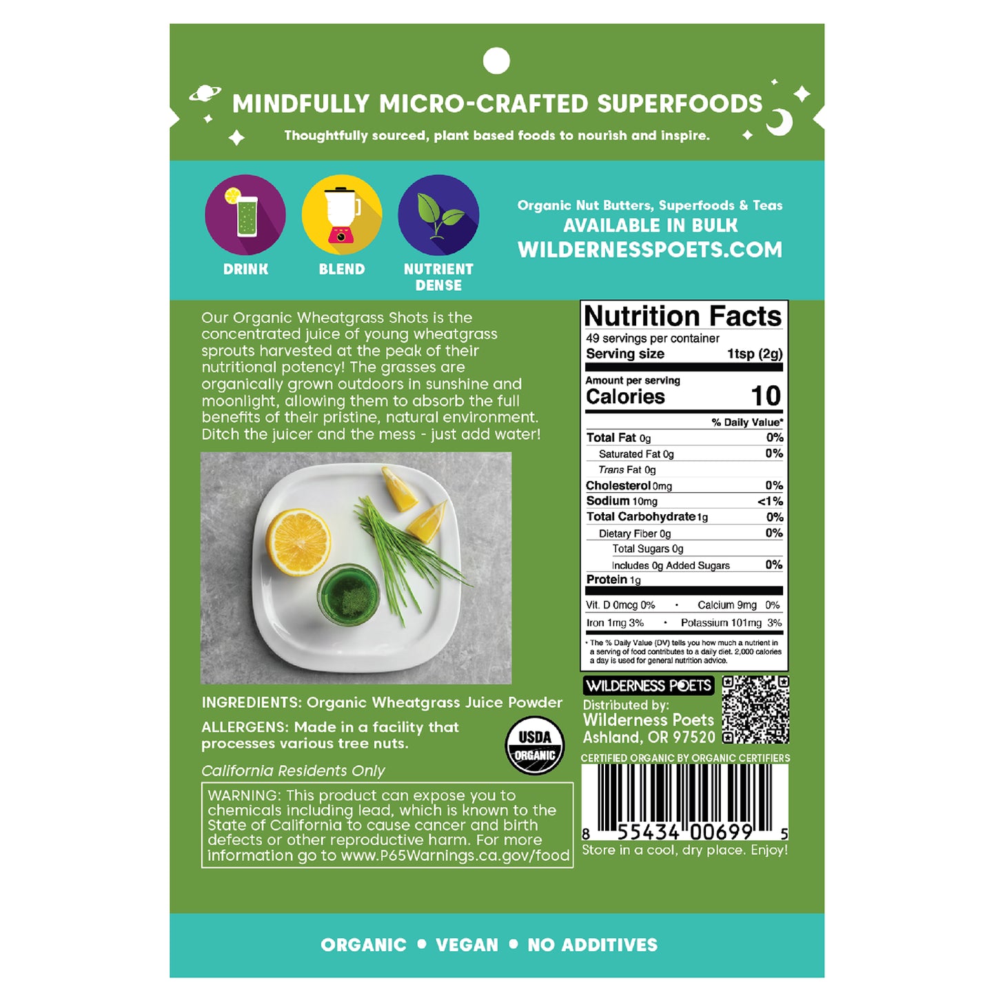 Wilderness Poets, Organic Wheatgrass Shots, 3.5 oz (99 g)