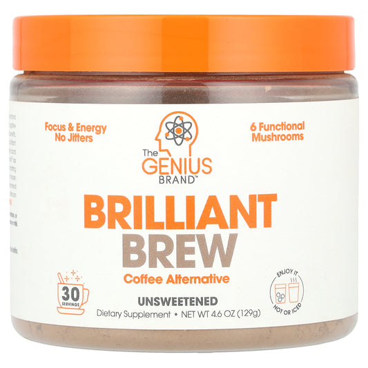 The Genius Brand, Brilliant Brew, Coffee Alternative, Unsweeted, 4.6 oz (129 g)