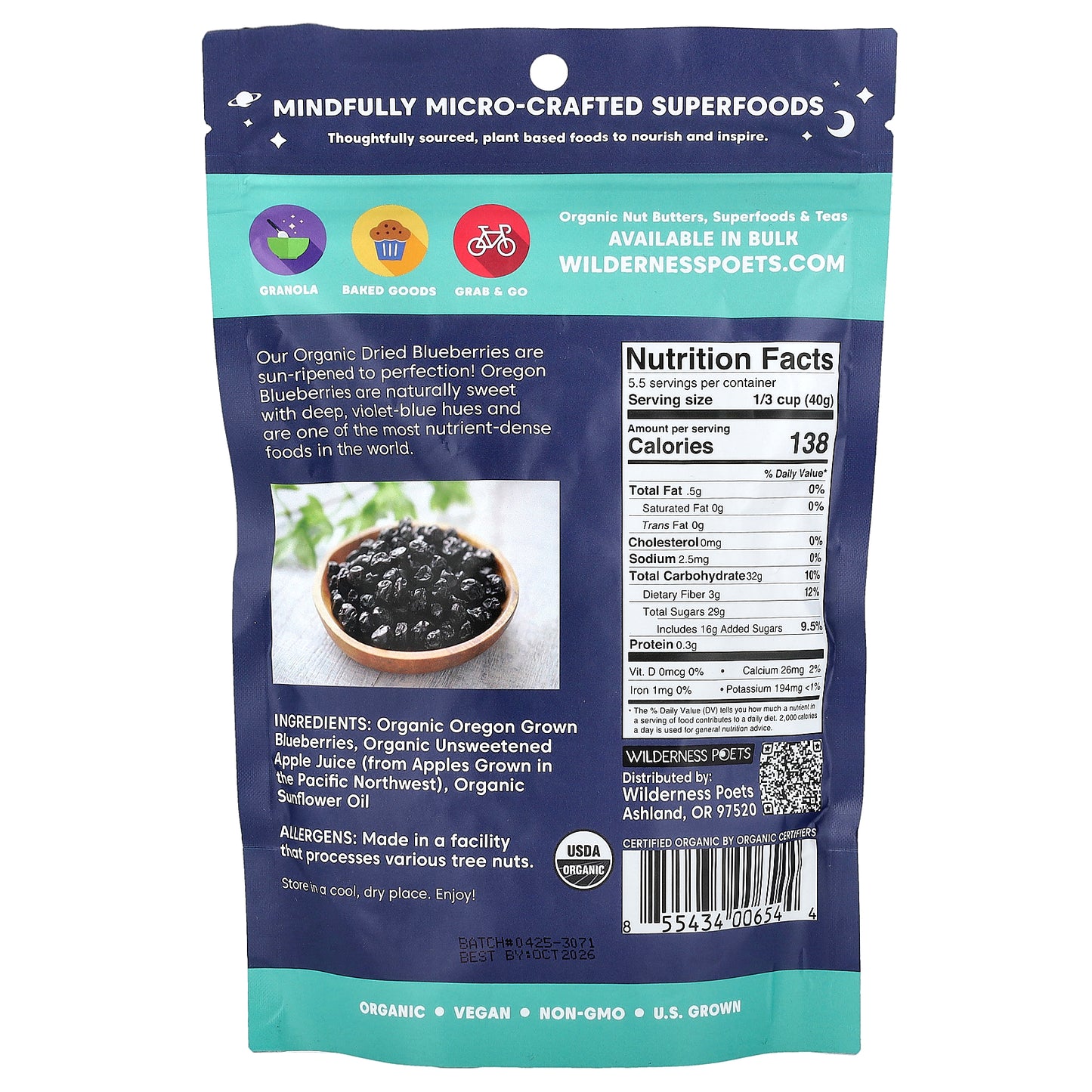 Wilderness Poets, Oregon Blueberries, 8 oz (226 g)