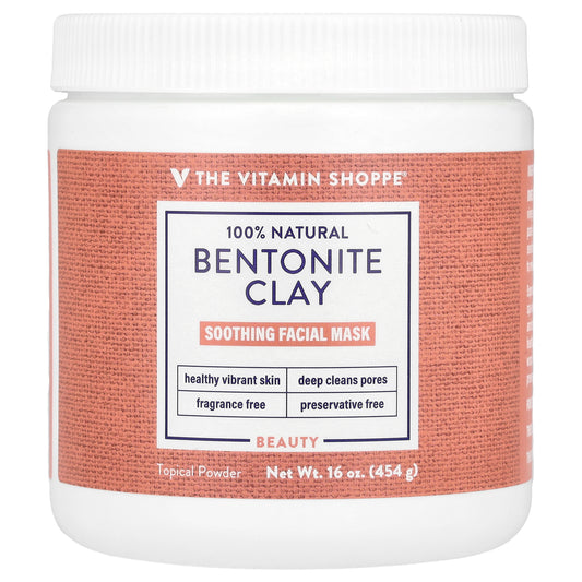 The Vitamin Shoppe, 100% Natural Bentonite Clay Soothing Beauty Facial Mask, Fragrance Free, 16 oz (454 g)
