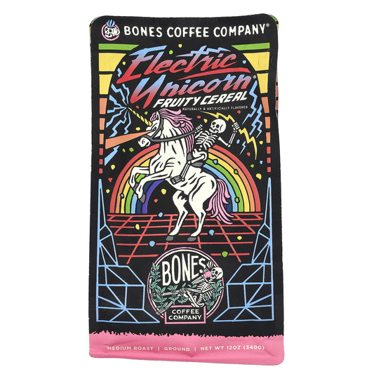Bones Coffee Company, Electric Unicorn, Fruity Cereal, Ground, Medium Roast, 12 oz (340 g)