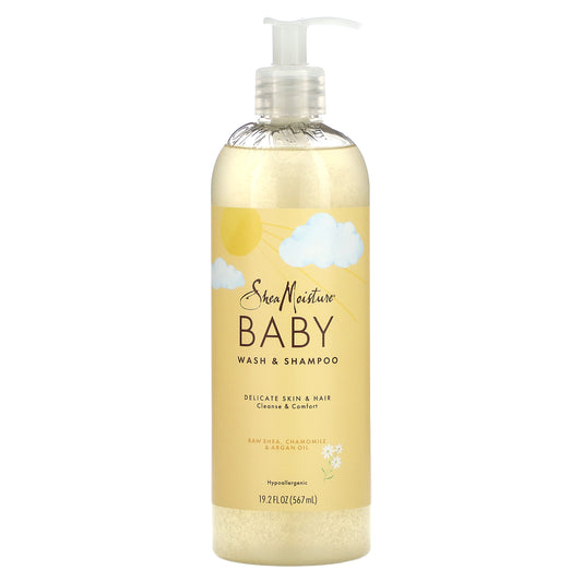 SheaMoisture, Baby, Wash & Shampoo, Raw Shea, Chamomile & Argan Oil, 19.2 fl oz (567 ml)