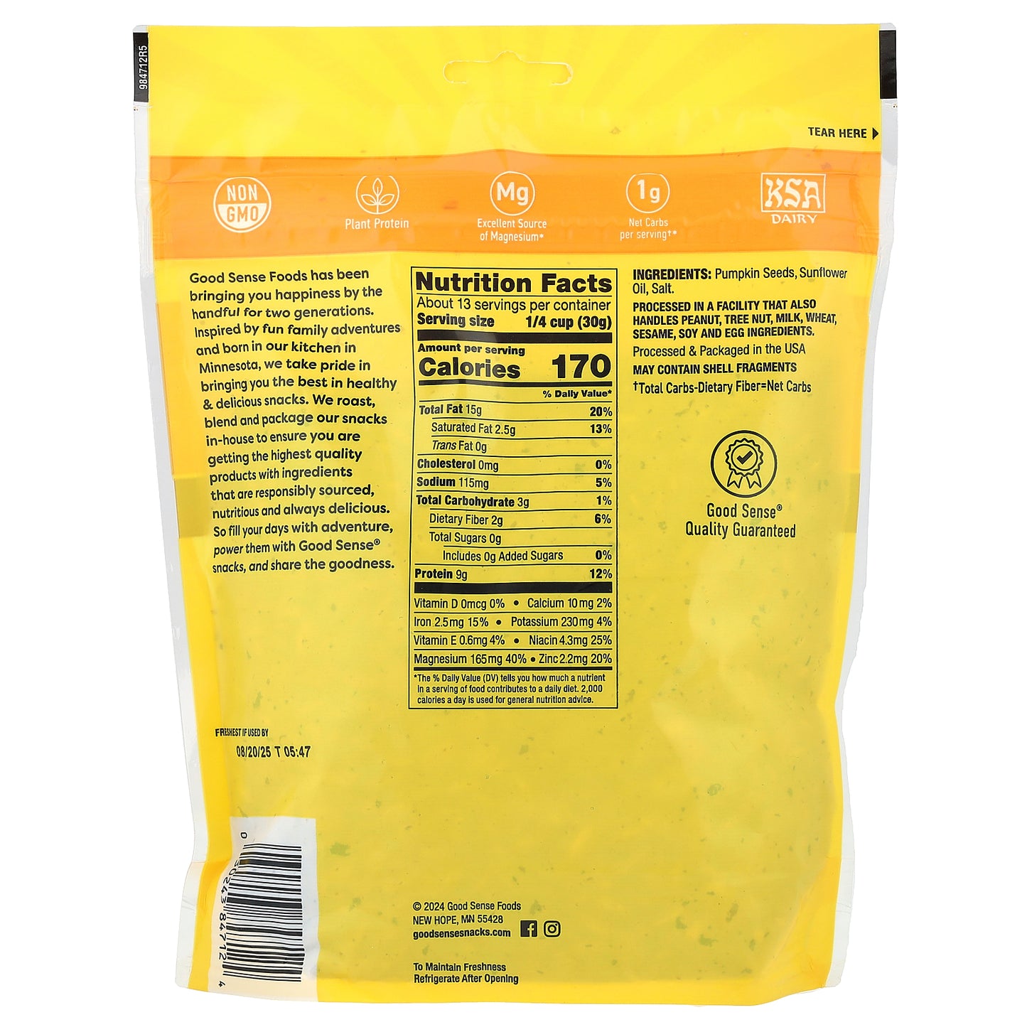 Good Sense, Pumpkin Seeds Pepitas, Salted, Roasted, 14 oz (397 g)