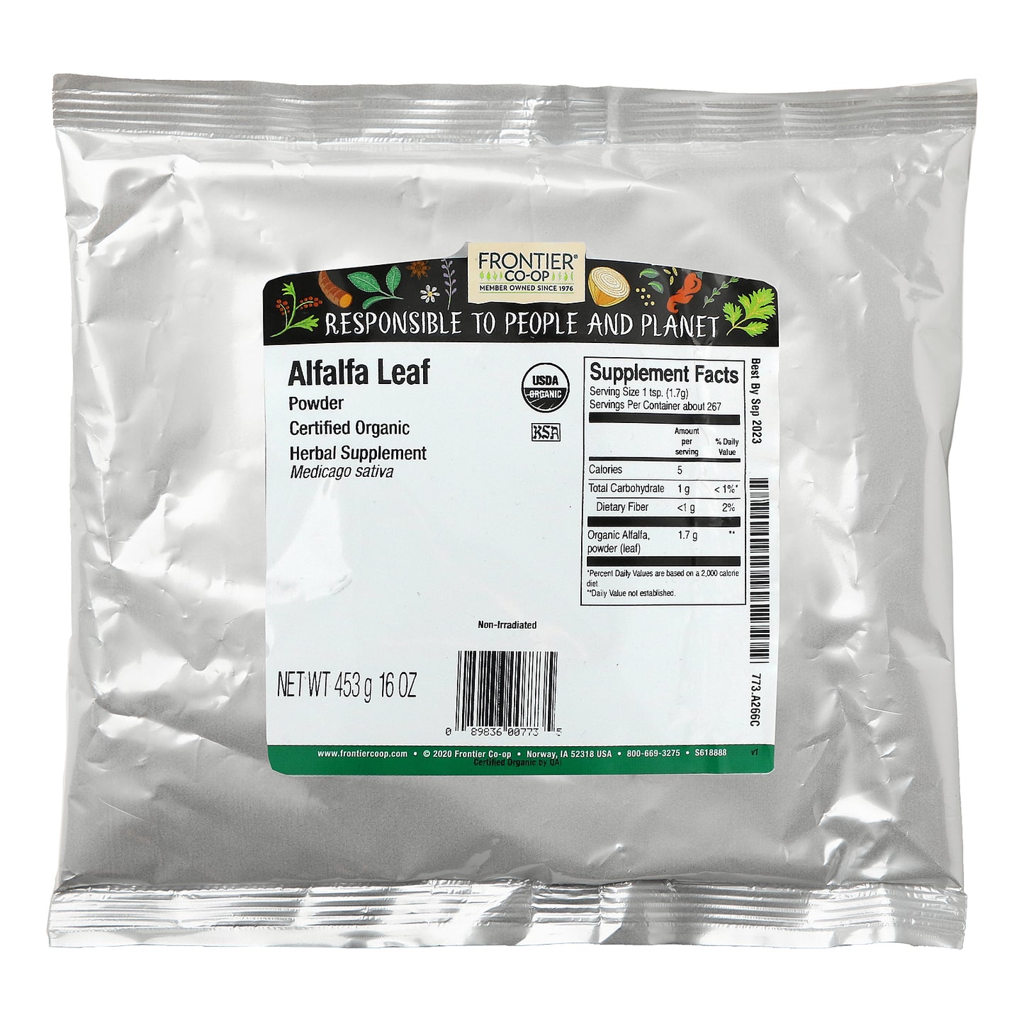 Frontier Co-op, Organic Alfalfa Leaf Powder, 16 oz (453 g)