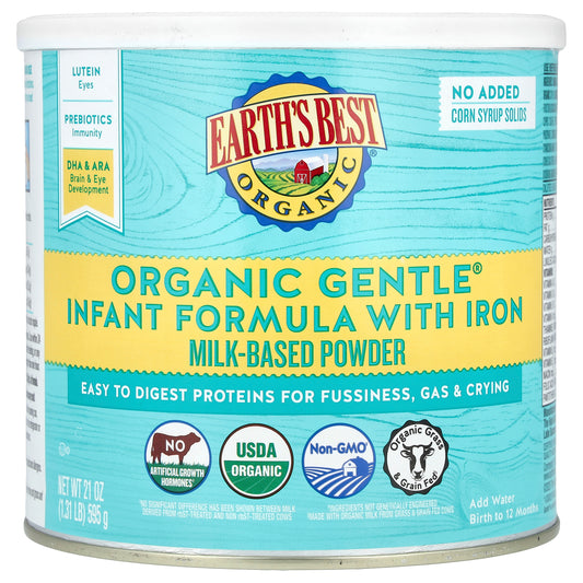 Earth's Best, Organic Gentle Infant Formula with Iron, Birth to 12 Months, 21 oz (595 g)