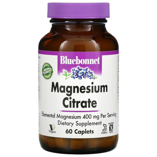 Bluebonnet Nutrition, Magnesium Citrate, 400 mg, 60 Caplets (200 mg per Caplet)