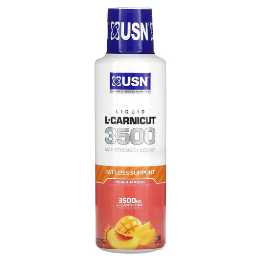 USN, Liquid L-Carnicut 3500, Max Strength Dosage, Peach Mango, 15.22 fl oz (450 ml)
