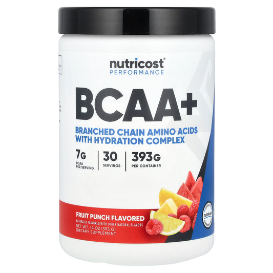 Nutricost, Performance, BCAA+, Fruit Punch, 14 oz (393 g)