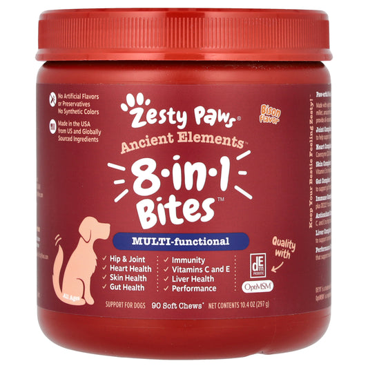 Zesty Paws, Ancient Elements, 8-in-1 Bites, For Dogs, All Ages, Bison, 90 Soft Chews, 10.4 oz (297 g)