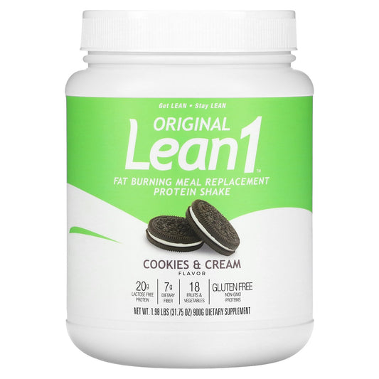 Lean1, Original, Fat Burning Meal Replacement Protein Shake, Cookies & Cream, 1.98 lb (900 g)