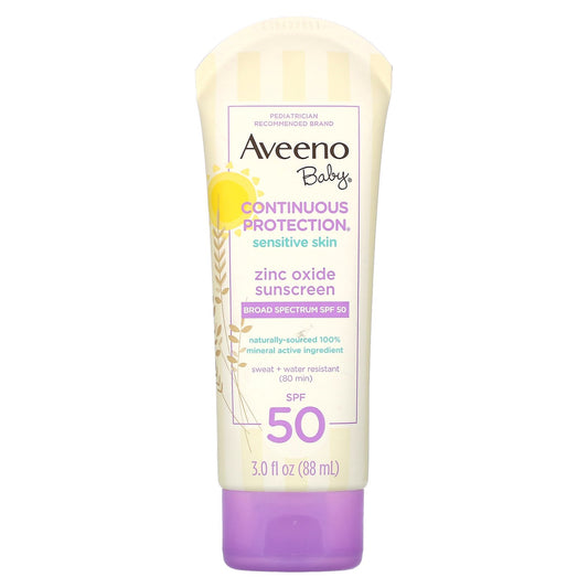 Aveeno, Baby, Zinc Oxide Sunscreen, SPF 50, Fragrance-Free, 3 fl oz (88 ml)